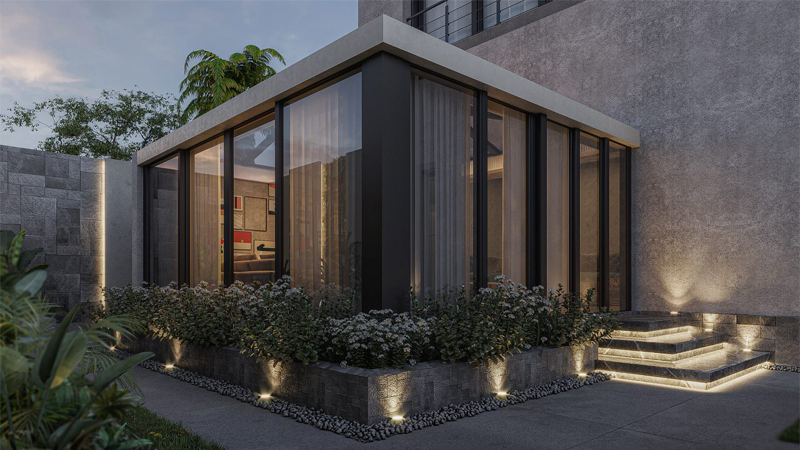 Đèn âm sàn lắp xung quang nhà