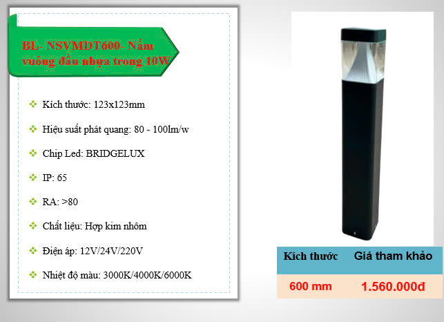 ĐÈN NẤM SÂN VƯỜN BL- NSVMDT600 ĐÈN NẤM SÂN VƯỜN BL- NSVMDT600